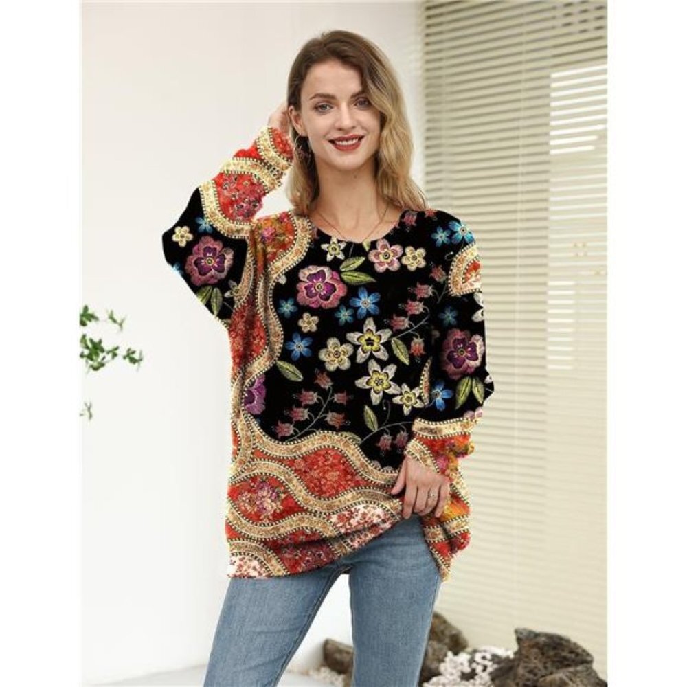 Oversized Pullover Sweaters Women Sweater Graphic Casual Loose Long Sleeve Knit - Picture 2 of 5